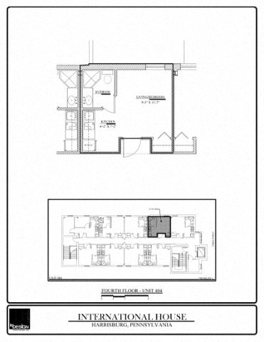 Floor plan for studio, 1 bath, 202 sqft