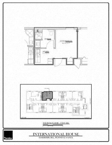 Floor plan for studio, 1 bath, 216 sqft
