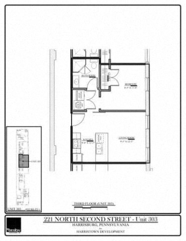 Floor plan for 1 bed, 1 bath, 432 sqft