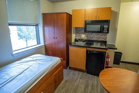 Floor plan for studio, 1 bath, 165 sqft