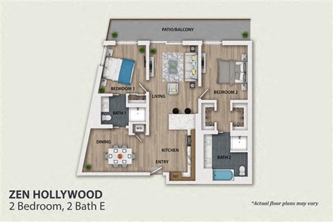 Floor plan for 2 beds, 2 baths, 1680 sqft
