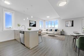 Edmonton townhouse for rent - A modern kitchen with a dishwasher and sink.