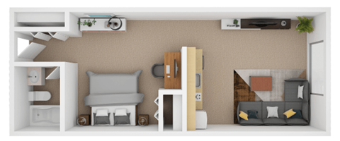 Floor plan for studio, 1 bath, 455 sqft