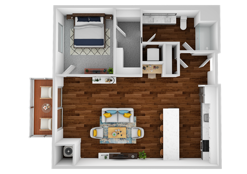 Floor plan for 1 bed, 1 bath, 814 sqft