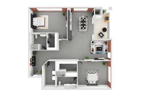 Floor plan for 2 beds, 2 baths, 1750 sqft