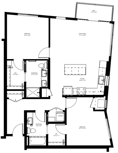 Floor plan for 2 beds, 2 baths, 1146 sqft