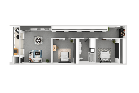 Floor plan for 2 beds, 1 bath, 1326 sqft