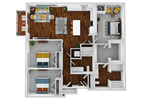 Floor plan for 3 beds, 2 baths, 1430 sqft