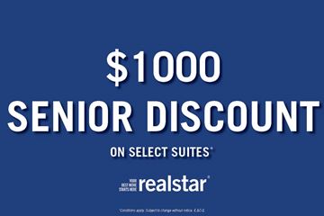 St. Catharines apartment for rent - A blue advertisement for a $1000 senior discount on select suites.