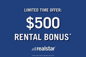 Barrie townhouse for rent - A blue advertisement for a $500 rental bonus from Realstar.
