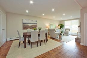 Acton apartment for rent - Acton Apartments open concept dining area with view of living room in Acton, ON