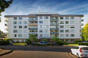 White Rock apartment for rent - Bayview Gardens Apartments building exterior featuring entrance in White Rock, BC