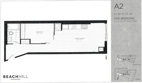 Floor plan for 1 bed, 1 bath, 504 sqft