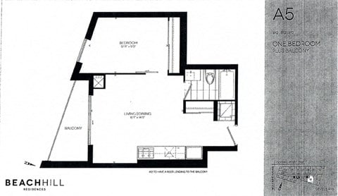 Floor plan for 1 bed, 1 bath, 547 sqft