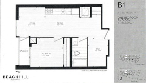 Floor plan for 1 bed, 1 bath, 571 sqft
