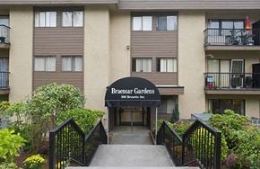 Coquitlam apartment for rent - Braemar Gardens apartments building exterior entrance in Coquitlam, BC