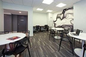 Brampton apartment for rent - Cityview Apartments Common area with a smoky pattern on the wall in Brampton, ON