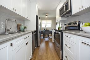 Fort Erie apartment for rent - High Street Apartments Kitchen featuring stainless steal appliances in Fort Erie, Ontario