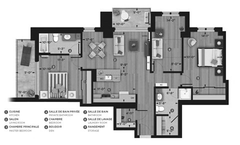 Floor plan for 2 beds, 2 baths, 1135 sqft