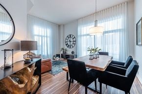 Pointe Claire apartment for rent - Brightly lit dining room with modern furnishings at La Voile Pointe-Claire apartments in Pointe-Claire, Quebec