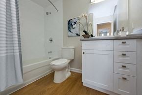 Leamington apartment for rent - Leamington Heights bathroom with full size bathtub in Leamington, ON