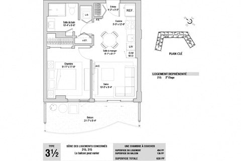 Floor plan for 1 bed, 1 bath, 498 sqft