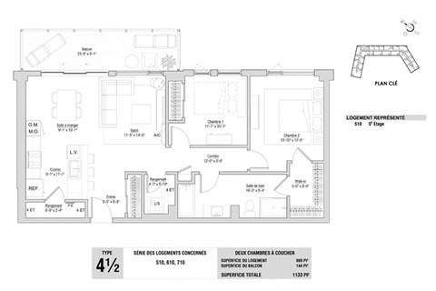 Floor plan for 2 beds, 1 bath, 993 sqft