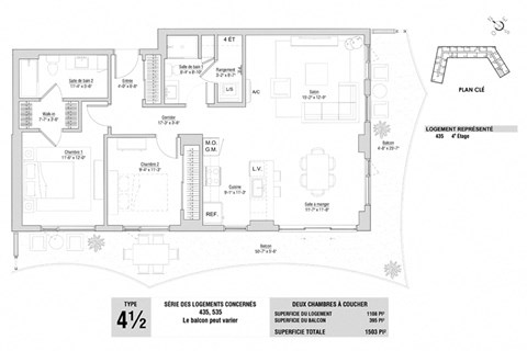 Floor plan for 2 beds, 2 baths, 1108 sqft