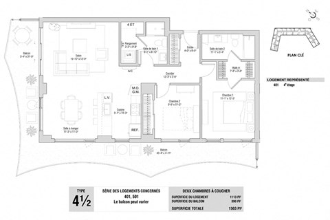 Floor plan for 2 beds, 2 baths, 1120 sqft