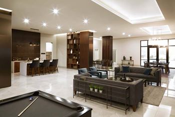 Private lounge with billiard table and big-screen tv