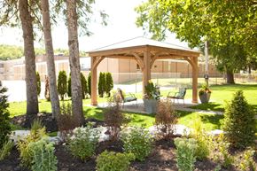 Owen Sound apartment for rent - Marlan Towers gazebo surrounded by beautifully landscaped grounds in Owen Sound, ON