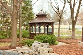 Milton apartment for rent - Millside Towers gazebo on property grounds in Milton, ON