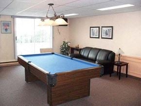Amherstburg apartment for rent - Pickering Towers social room with pool table and couch seating in Amherstburg, ON