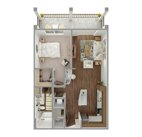 Floor plan for 1 bed, 1 bath, 780 sqft