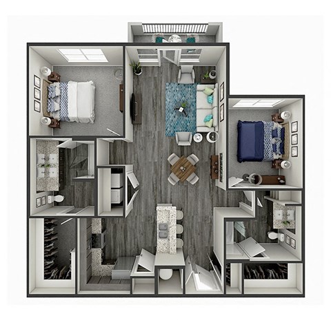 Floor plan for 2 beds, 2 baths, 1188 sqft