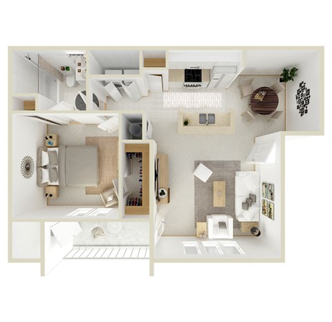 Floor plan for 1 bed, 1 bath, 829 sqft