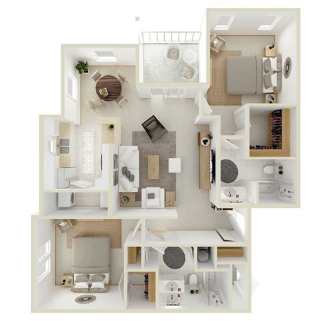 Floor plan for 2 beds, 2 baths, 1183 sqft