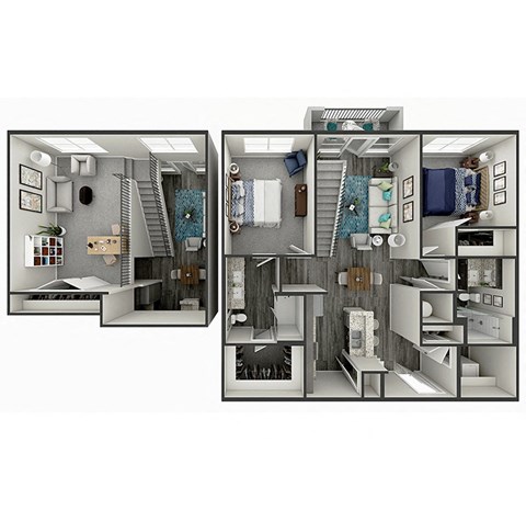 Floor plan for 2 beds, 2 baths, 1396 sqft