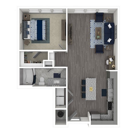 Floor plan for 1 bed, 1 bath, 819 sqft