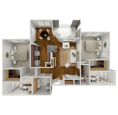 Floor plan for 2 beds, 2 baths, 1153 sqft