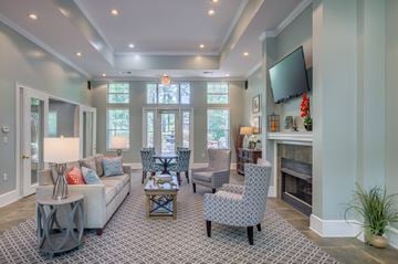 Charlotte apartment for rent - a living room with a couch and chairs and a fireplace