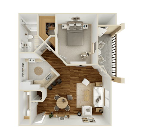Floor plan for 1 bed, 1 bath, 820 sqft