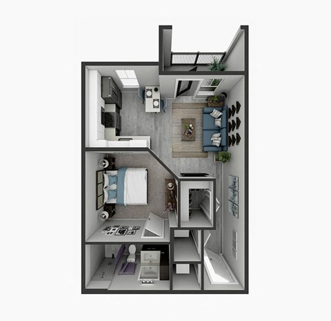 Floor plan for studio, 1 bath, 549 sqft