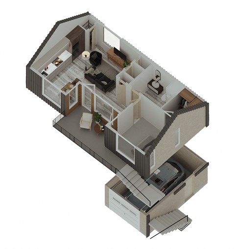 Floor plan for 1 bed, 1 bath, 667 sqft