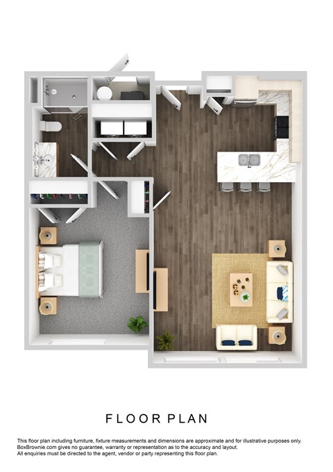 Floor plan for 1 bed, 1 bath, 814 sqft