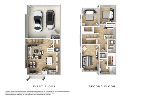Floor plan for 3 beds, 2.5 baths, 1500 sqft