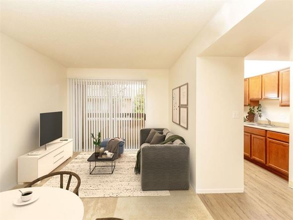 Tucson apartment for rent - Classic Living Room Design With Television at Cimarron Place Apartments, Tucson, AZ