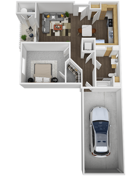 Floor plan for 1 bed, 1 bath, 710 sqft