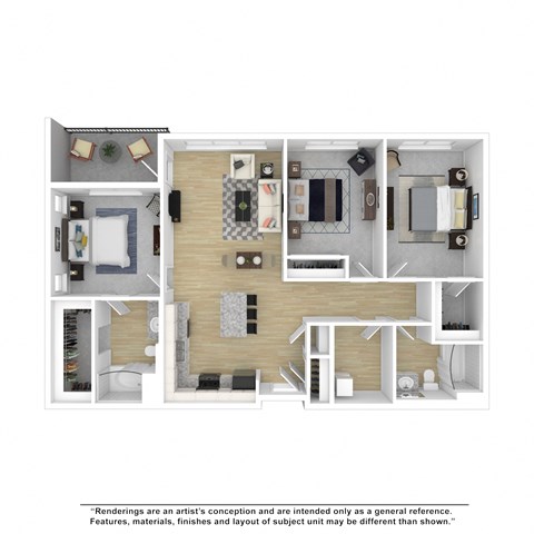 Floor plan for 3 beds, 2 baths, 1182 sqft
