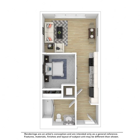 Floor plan for studio, 1 bath, 548 sqft